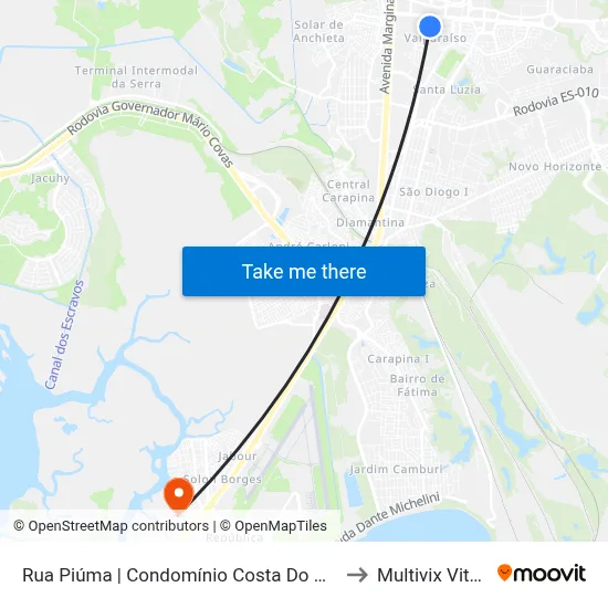 Rua Piúma | Condomínio Costa Do Marfim to Multivix Vitória map