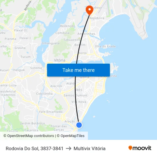 Rodovia Do Sol, 3837-3841 to Multivix Vitória map