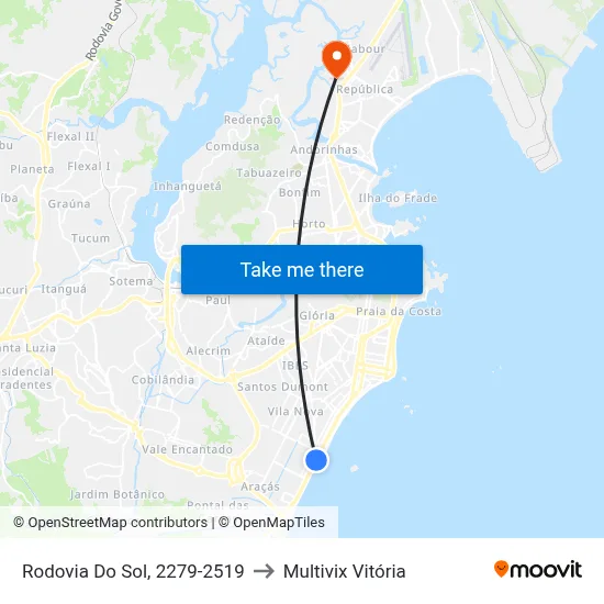 Rodovia Do Sol, 2279-2519 to Multivix Vitória map