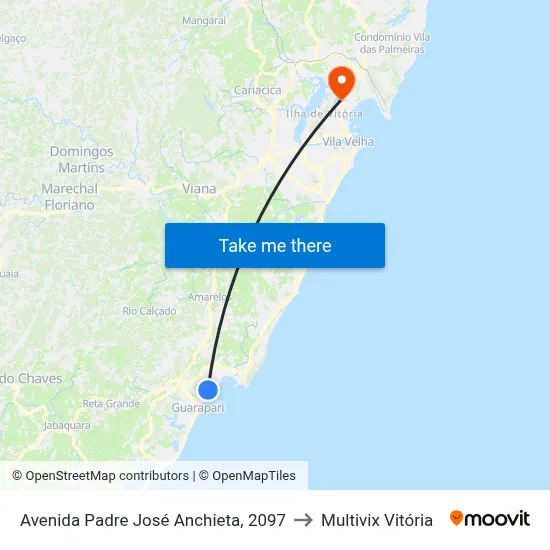 Avenida Padre José Anchieta, 2097 to Multivix Vitória map