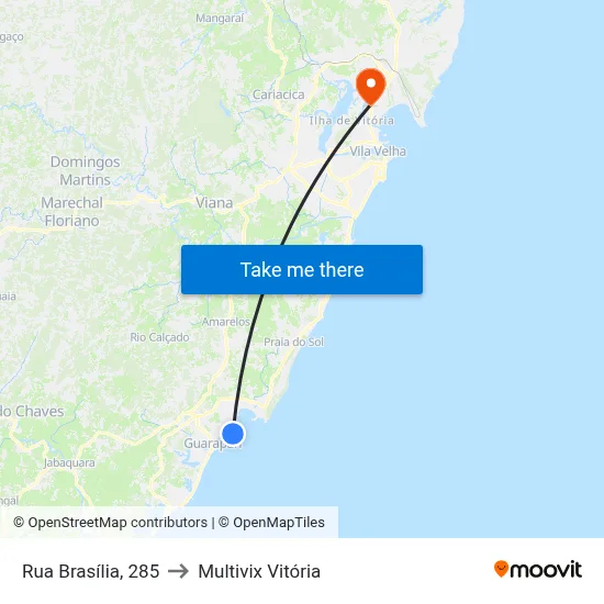 Rua Brasília, 285 to Multivix Vitória map