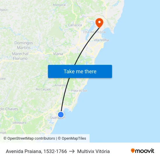 Avenida Praiana, 1532-1766 to Multivix Vitória map
