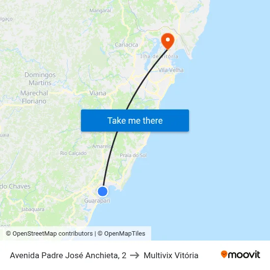 Avenida Padre José Anchieta, 2 to Multivix Vitória map