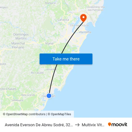 Avenida Everson De Abreu Sodré, 325-435 to Multivix Vitória map