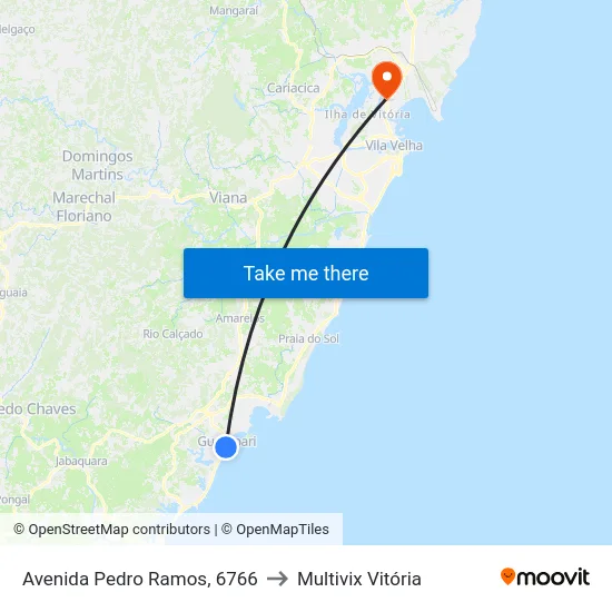 Avenida Pedro Ramos, 6766 to Multivix Vitória map