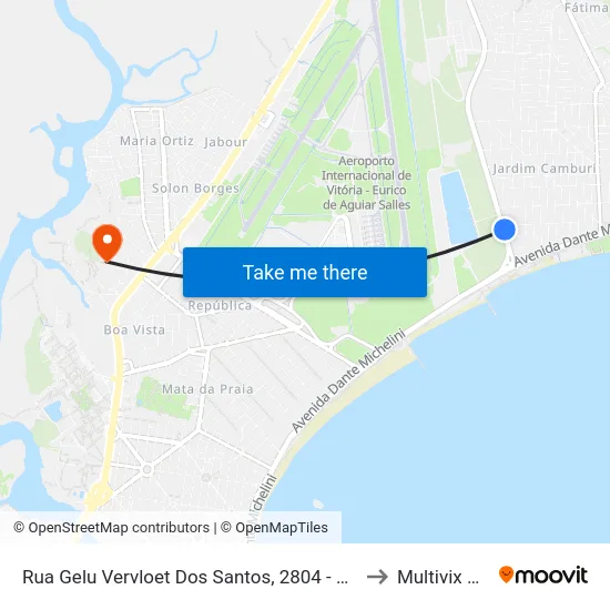 Rua Gelu Vervloet Dos Santos, 2804 - Jardim Camburi to Multivix Vitória map
