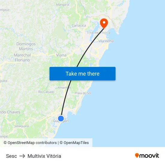 Sesc to Multivix Vitória map