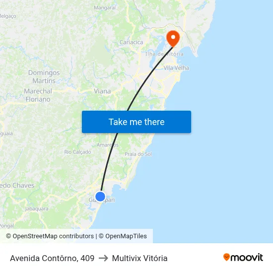 Avenida Contôrno, 409 to Multivix Vitória map