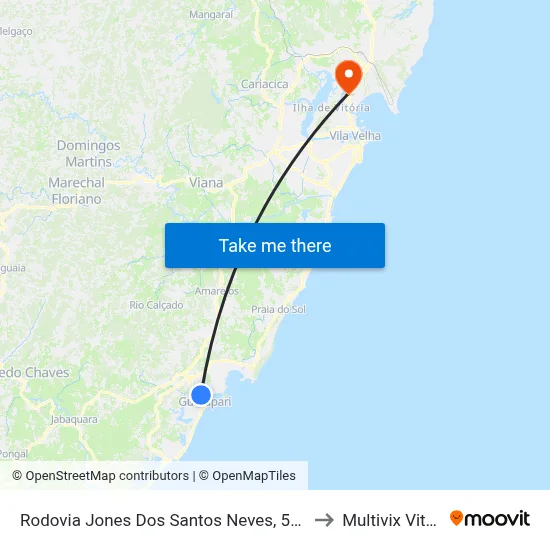 Rodovia Jones Dos Santos Neves, 550-660 to Multivix Vitória map