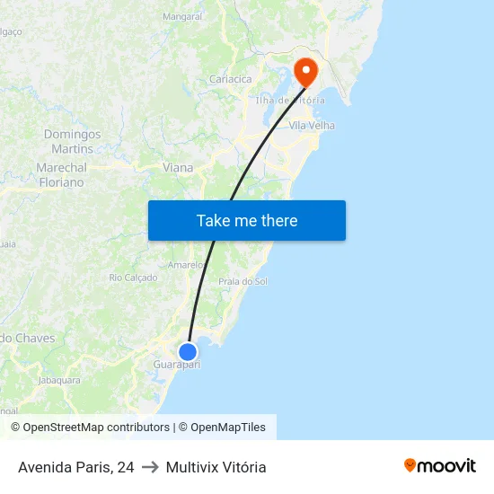 Avenida Paris, 24 to Multivix Vitória map