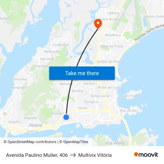 Avenida Paulino Muller, 406 to Multivix Vitória map