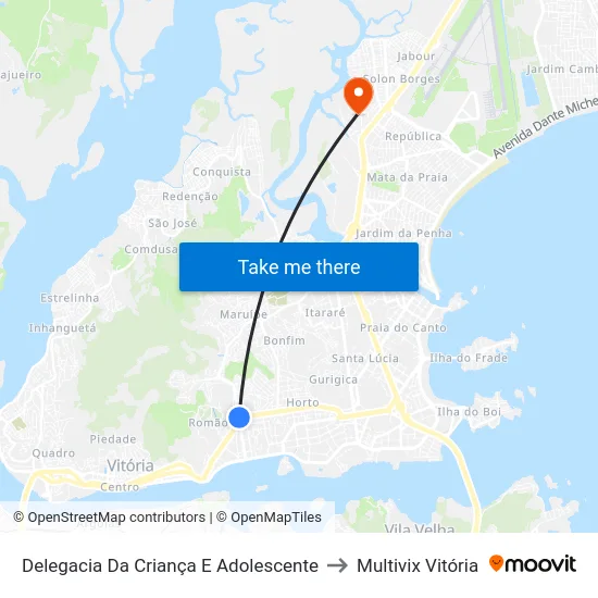 Delegacia Da Criança E Adolescente to Multivix Vitória map