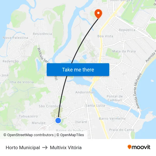 Horto Municipal to Multivix Vitória map