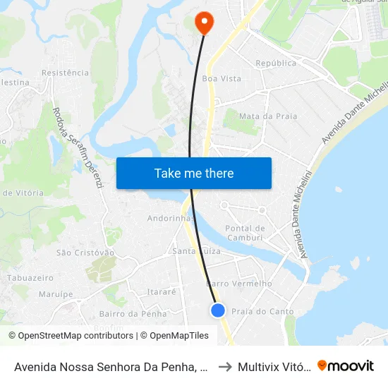 Avenida Nossa Senhora Da Penha, 1481 to Multivix Vitória map