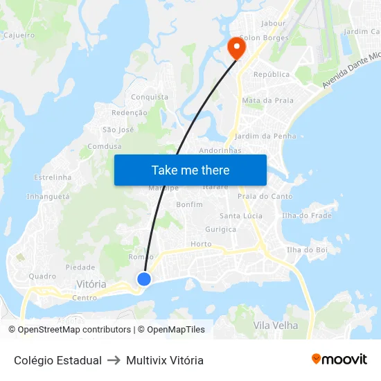 Colégio Estadual to Multivix Vitória map
