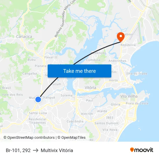 Br-101, 292 to Multivix Vitória map
