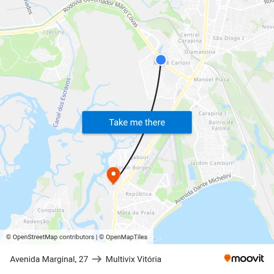 Avenida Marginal, 27 to Multivix Vitória map