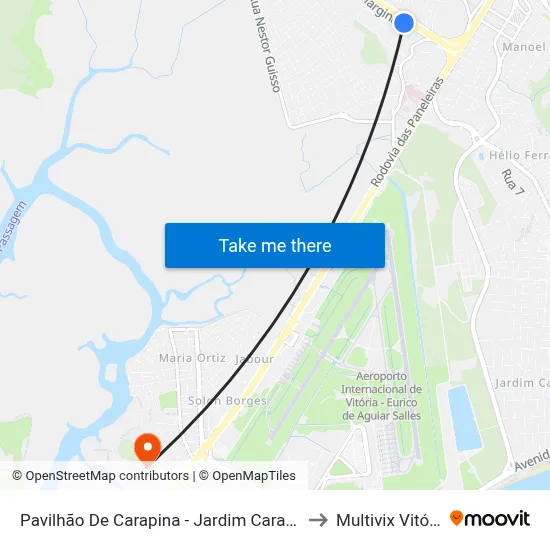 Pavilhão De Carapina - Jardim Carapina to Multivix Vitória map
