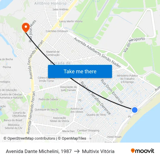 Avenida Dante Michelini, 1987 to Multivix Vitória map
