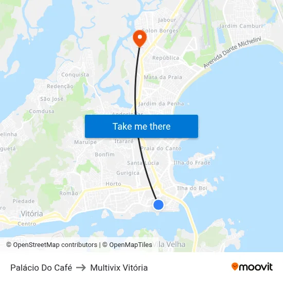 Palácio Do Café to Multivix Vitória map