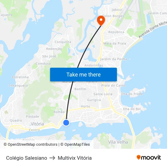 Colégio Salesiano to Multivix Vitória map