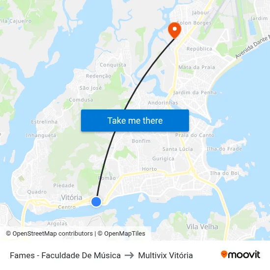 Fames - Faculdade De Música to Multivix Vitória map