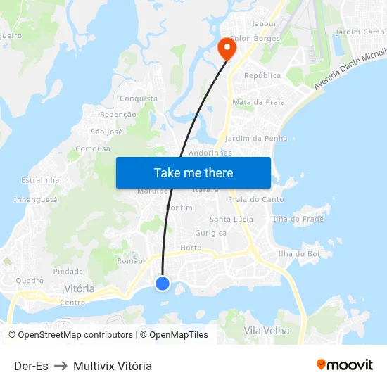 Der-Es to Multivix Vitória map