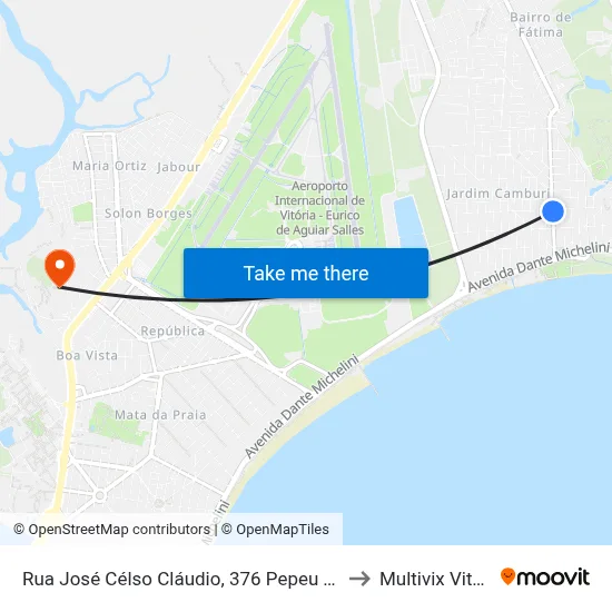 Rua José Célso Cláudio, 376 Pepeu Tintas to Multivix Vitória map