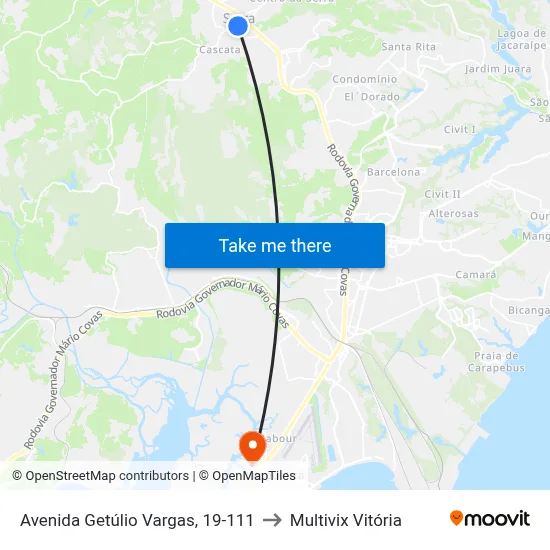 Avenida Getúlio Vargas, 19-111 to Multivix Vitória map