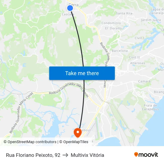 Rua Floriano Peixoto, 92 to Multivix Vitória map
