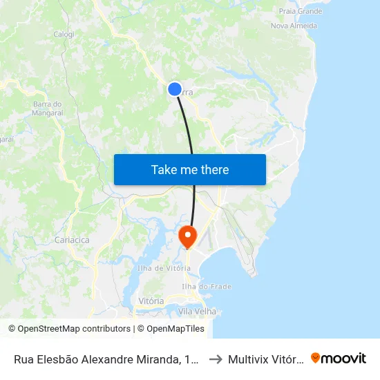 Rua Elesbão Alexandre Miranda, 114 to Multivix Vitória map