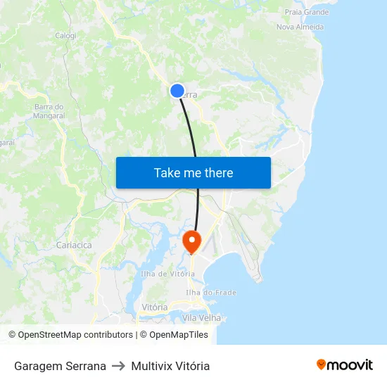 Garagem Serrana to Multivix Vitória map
