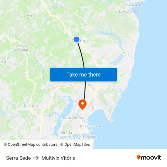 Serra Sede to Multivix Vitória map