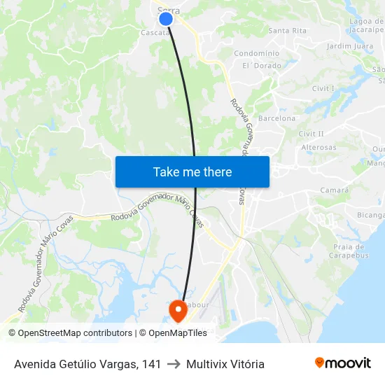 Avenida Getúlio Vargas, 141 to Multivix Vitória map