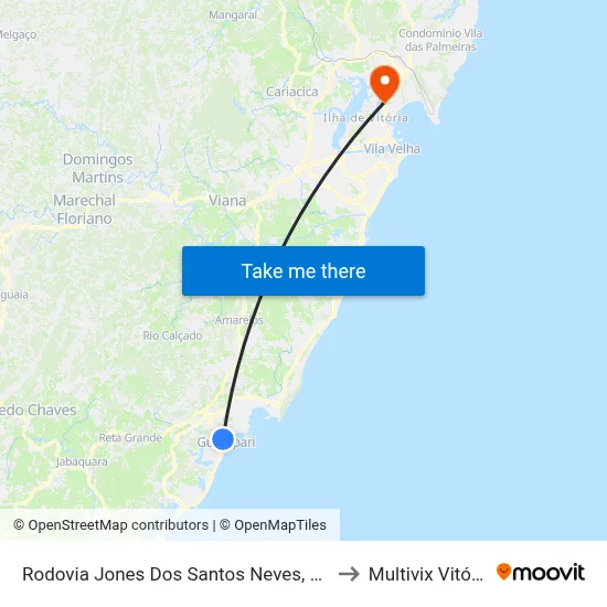 Rodovia Jones Dos Santos Neves, 690 to Multivix Vitória map