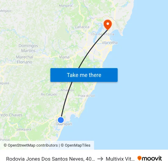 Rodovia Jones Dos Santos Neves, 4091-4183 to Multivix Vitória map