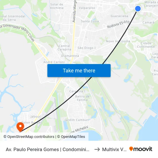 Av. Paulo Pereira Gomes | Condomínio Monte Verde to Multivix Vitória map