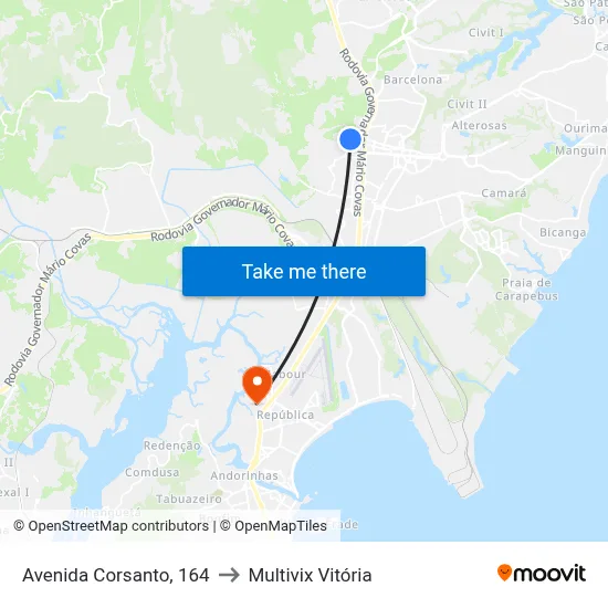 Avenida Corsanto, 164 to Multivix Vitória map
