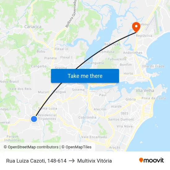 Rua Luiza Cazoti, 148-614 to Multivix Vitória map