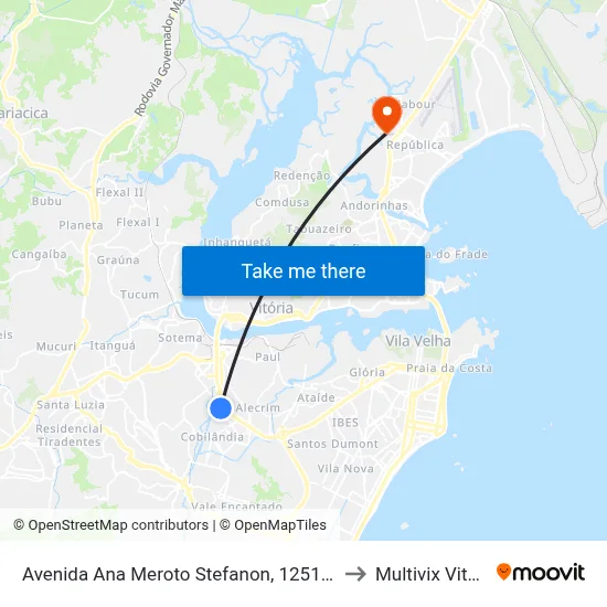 Avenida Ana Meroto Stefanon, 1251-1365 to Multivix Vitória map