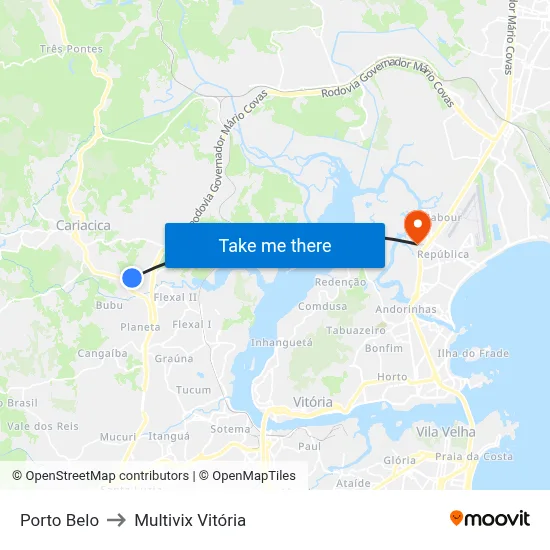 Porto Belo to Multivix Vitória map