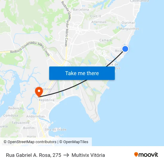 Rua Gabriel A. Rosa, 275 to Multivix Vitória map