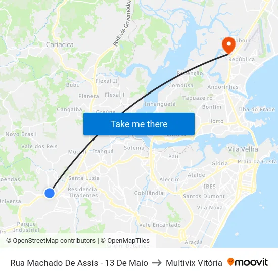 Rua Machado De Assis - 13 De Maio to Multivix Vitória map