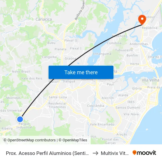 Prox. Acesso Perfil Alumínios (Sentido Sul) to Multivix Vitória map