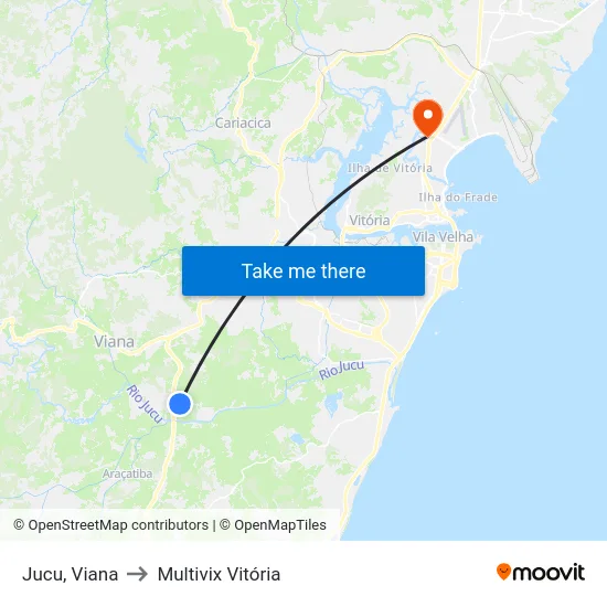 Jucu, Viana to Multivix Vitória map