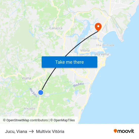 Jucu, Viana to Multivix Vitória map