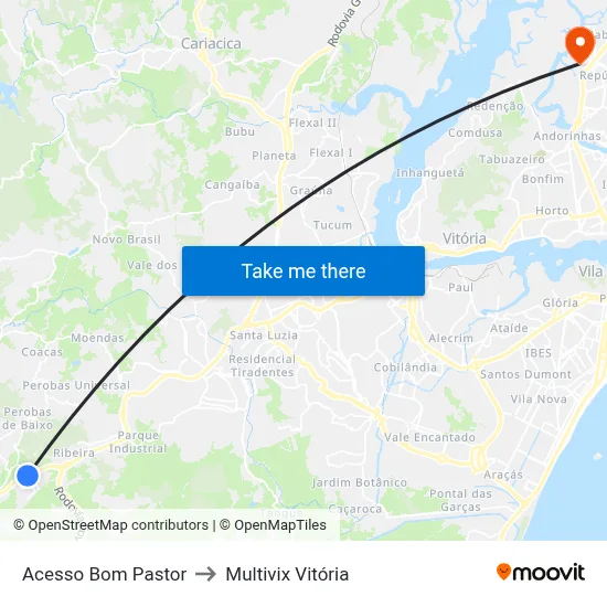 Acesso Bom Pastor to Multivix Vitória map