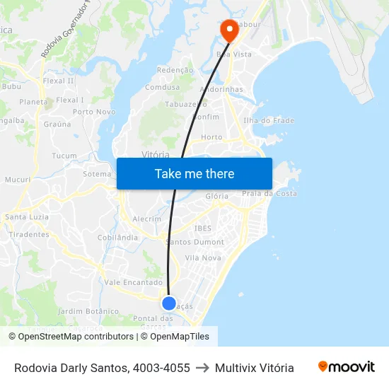 Rodovia Darly Santos, 4003-4055 to Multivix Vitória map
