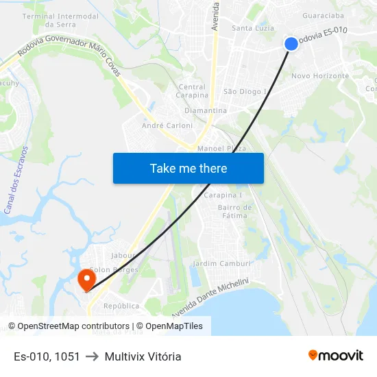 Es-010, 1051 to Multivix Vitória map