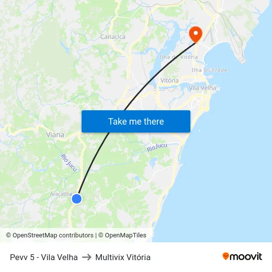 Pevv 5 - Vila Velha to Multivix Vitória map